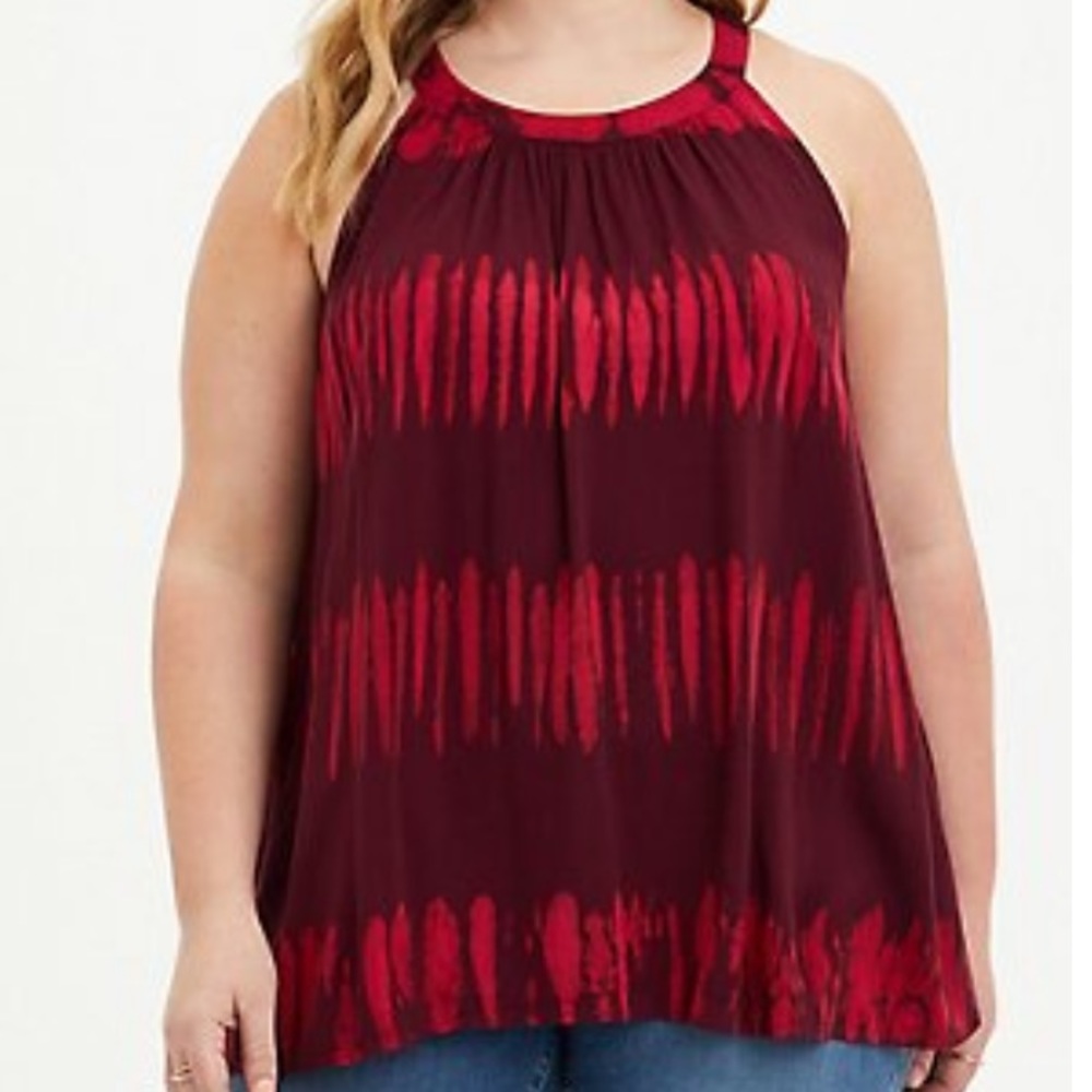 Torrid magenta and red tiedye stretch rayon top size 12  Beautiful colors!